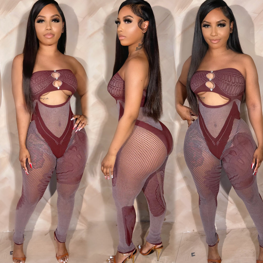 Wine Lace Jumpsuit