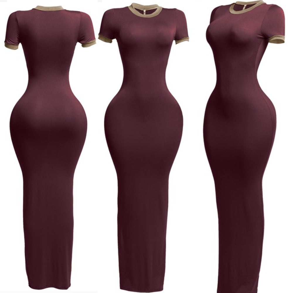 Varsity Midi Dress Wine