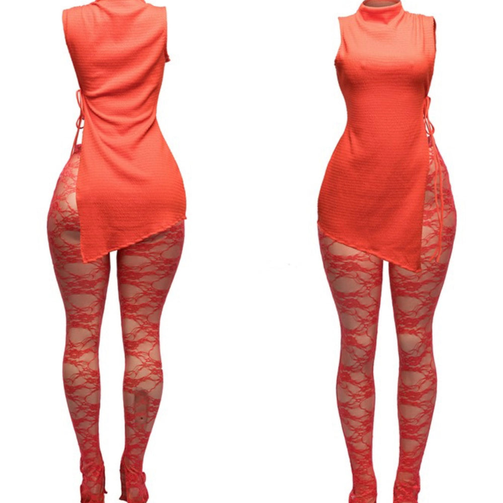 Lace Tunic Set Coral