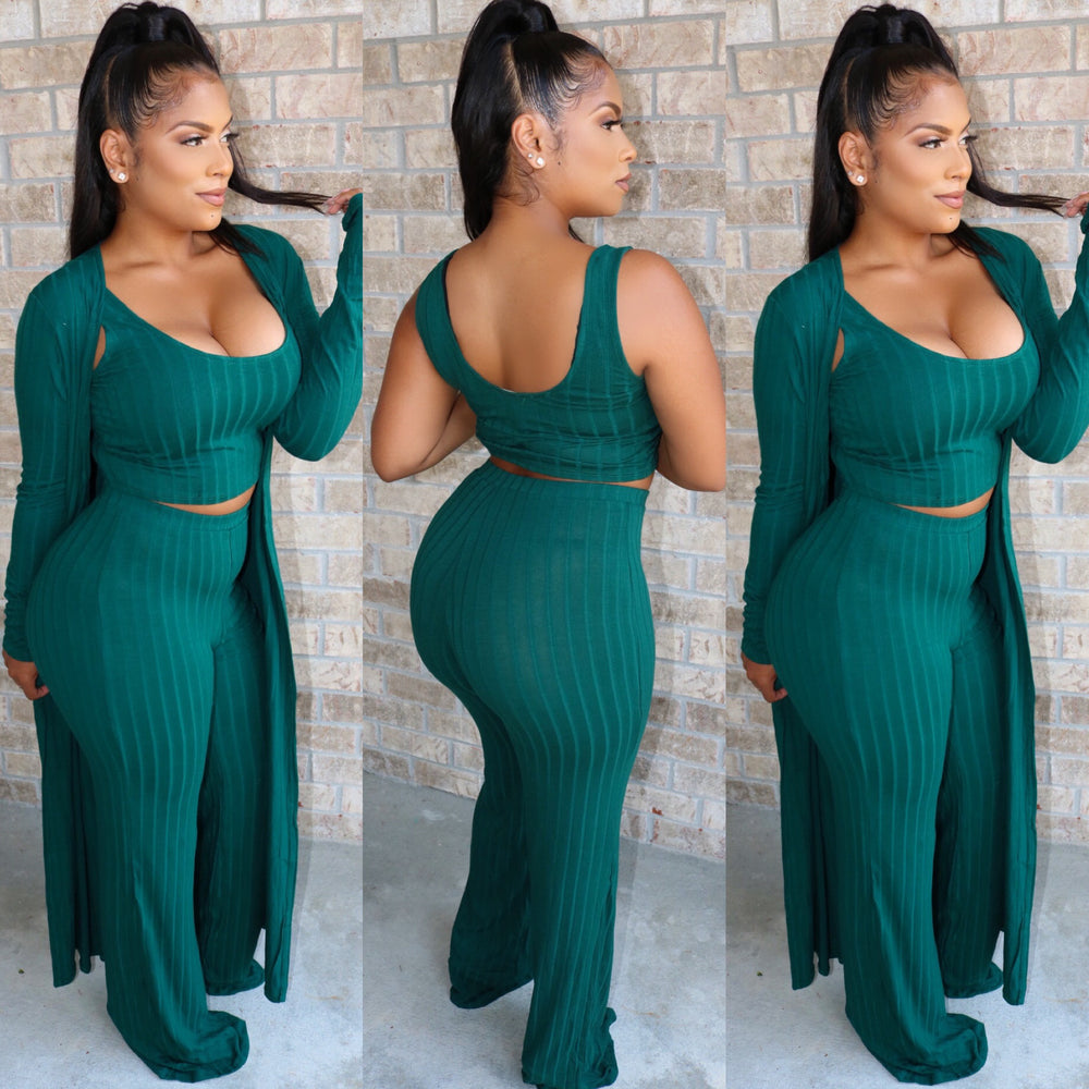 Cardi 3 Piece Set Hunter Green